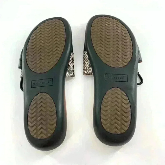 Gentle Souls by Kenneth Cole sandals 8.5 Golum black cream leather snakeskin - Picture 9 of 14